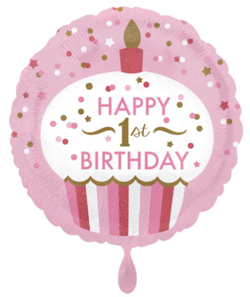 Folienballon - 1st Birthday Cupcake, rund - ø 43cm